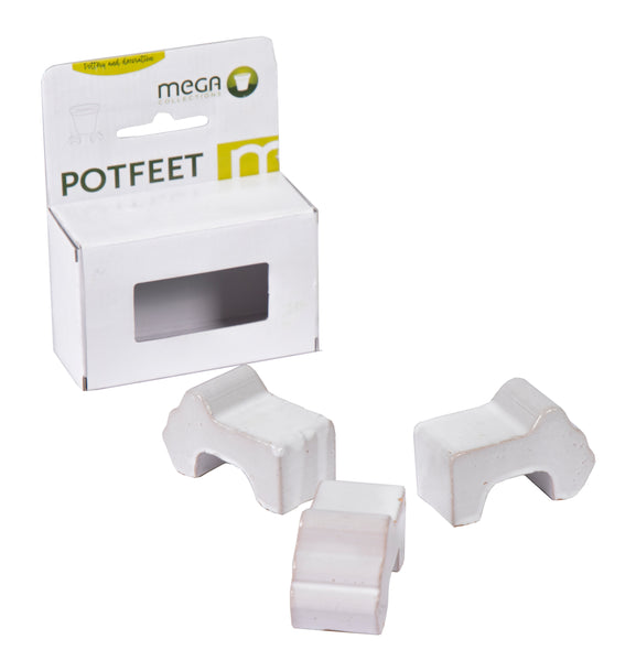 Glazed Potfeet White Box of 3PCS